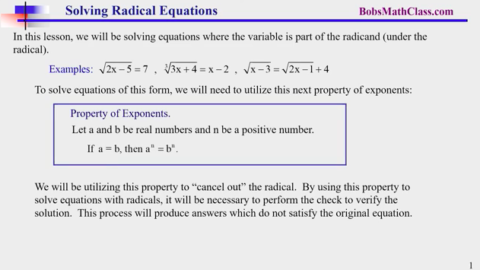 10.6 Solving Radical Equations