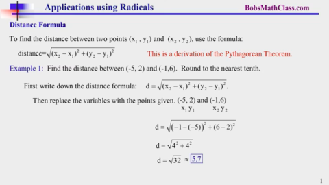 9.7 Applications using Radicals