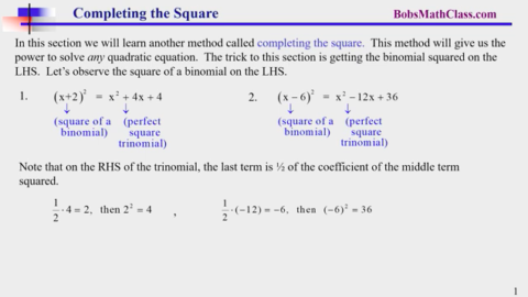 11.2 Completing the Square