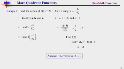 11.6 More Quadratic Functions