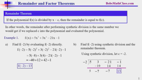 13.2 Remainder and Factor Theorems
