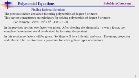 13.3 Polynomial Equations