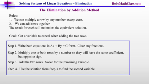 14.1 Solving Systems using Elimination