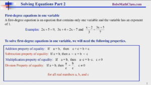 2.2 Solving Equations 2