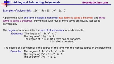 5.5 Adding and Subtracting Polynomials
