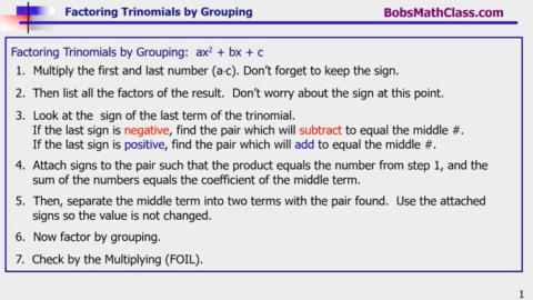 6.2 Factoring by Grouping