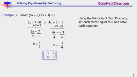 6.6 Solving Equations by Factoring