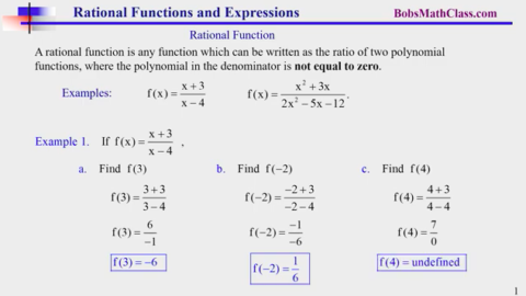 6.1 Rational Functions and Expressions