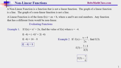 9.3 Non Linear Functions